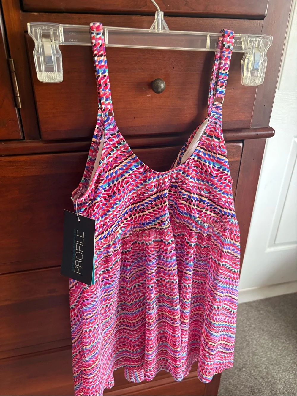 Ladies Profile Pink Multi-Color Tankini Top - Picture 5 of 5